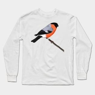 Bullfinch Bird Illustration Bird Watching Long Sleeve T-Shirt